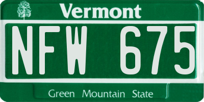 VT license plate NFW675