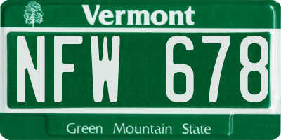 VT license plate NFW678