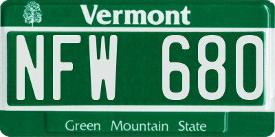 VT license plate NFW680