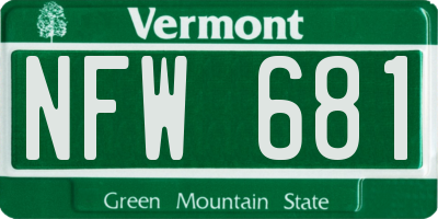 VT license plate NFW681