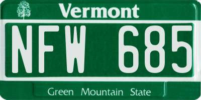VT license plate NFW685