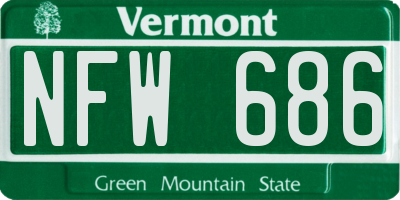 VT license plate NFW686