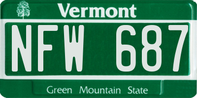 VT license plate NFW687