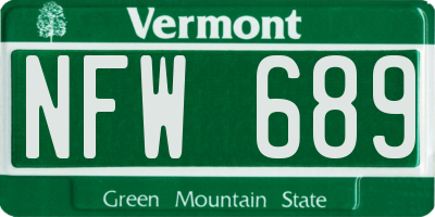 VT license plate NFW689