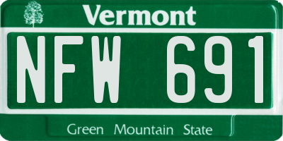 VT license plate NFW691