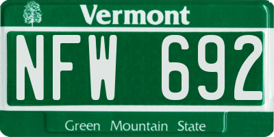 VT license plate NFW692
