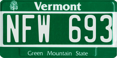 VT license plate NFW693