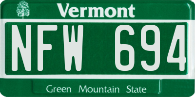 VT license plate NFW694