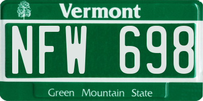 VT license plate NFW698