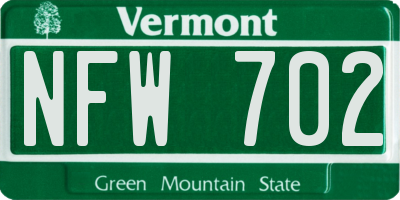 VT license plate NFW702