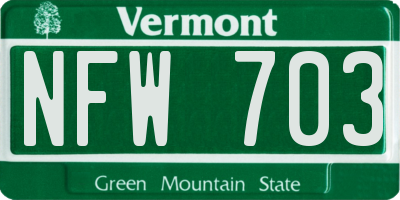 VT license plate NFW703