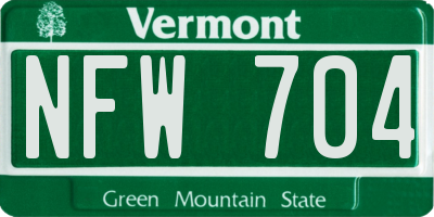 VT license plate NFW704