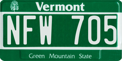 VT license plate NFW705
