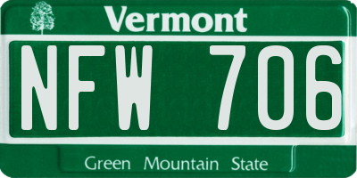 VT license plate NFW706
