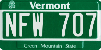 VT license plate NFW707