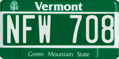 VT license plate NFW708