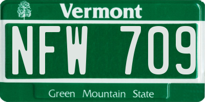 VT license plate NFW709
