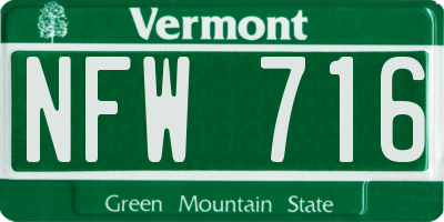 VT license plate NFW716