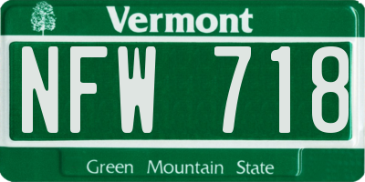VT license plate NFW718
