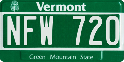 VT license plate NFW720