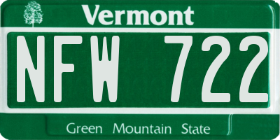 VT license plate NFW722