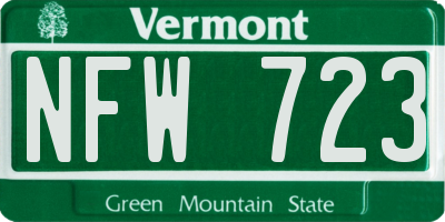 VT license plate NFW723