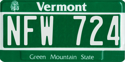 VT license plate NFW724