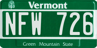VT license plate NFW726