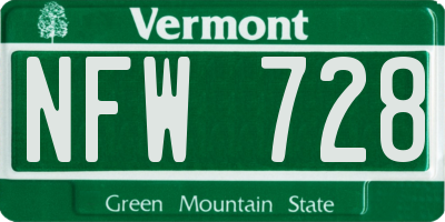 VT license plate NFW728