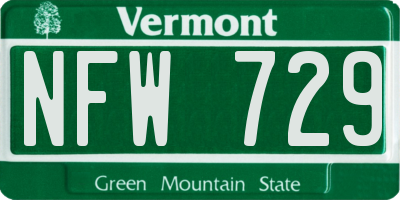 VT license plate NFW729