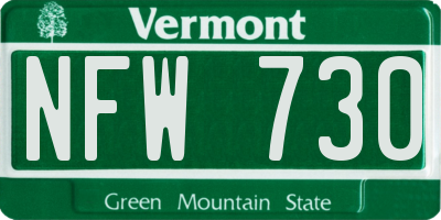 VT license plate NFW730