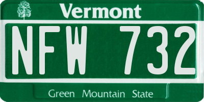 VT license plate NFW732