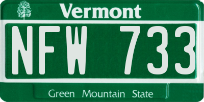 VT license plate NFW733