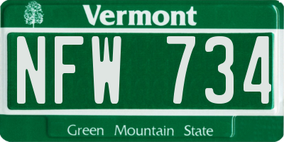 VT license plate NFW734