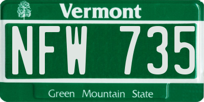 VT license plate NFW735