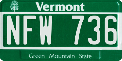 VT license plate NFW736