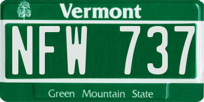 VT license plate NFW737