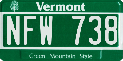 VT license plate NFW738