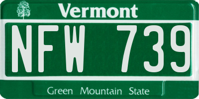 VT license plate NFW739
