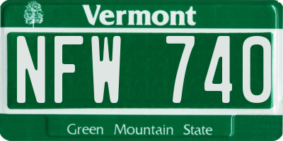 VT license plate NFW740