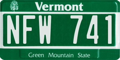 VT license plate NFW741