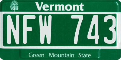 VT license plate NFW743