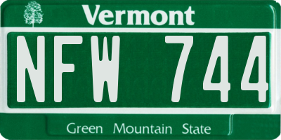 VT license plate NFW744