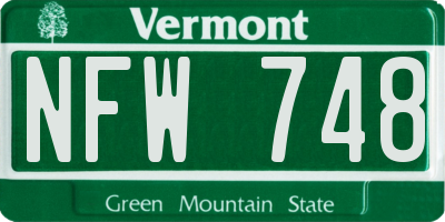 VT license plate NFW748