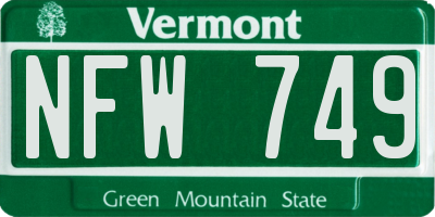 VT license plate NFW749