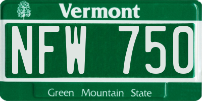 VT license plate NFW750