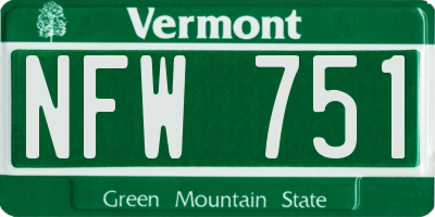VT license plate NFW751