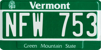 VT license plate NFW753
