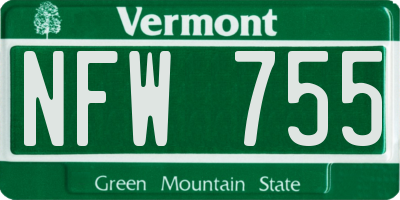 VT license plate NFW755