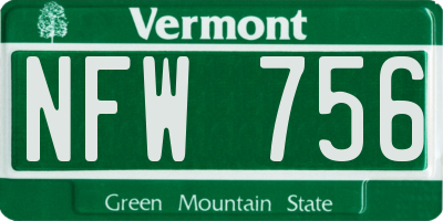 VT license plate NFW756